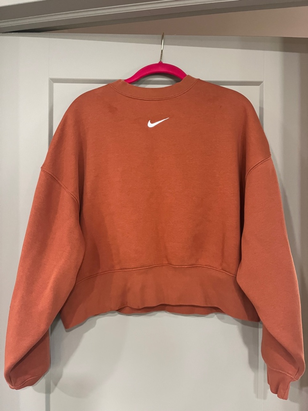 Nike Burnt Orange Cropped Crew with White Swoosh